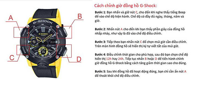 Cách chỉnh giờ đồng hồ G-Shock